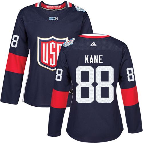 Team USA #88 Patrick Kane Navy Blue 2016 World Cup Women's Stitched NHL Jersey - Click Image to Close